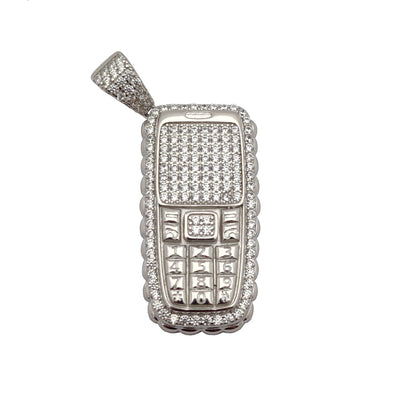 Cellphone CZ Pendant (Silver) Lucky Diamond New York