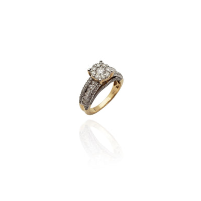 Channel Bridge Illusion Halo Wedding Ring (14K) New York Lucky Diamond