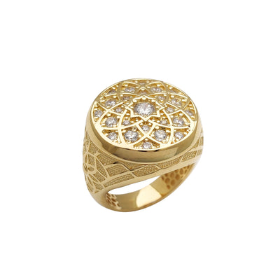 Cluster Stone-Setting Flower Design Men's Ring (14K) Lucky Diamond New York