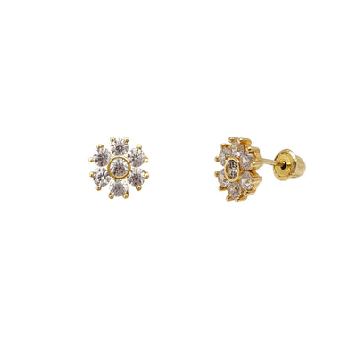 Cocktail Flower Stud Earrings (14K) Lucky Diamond New York