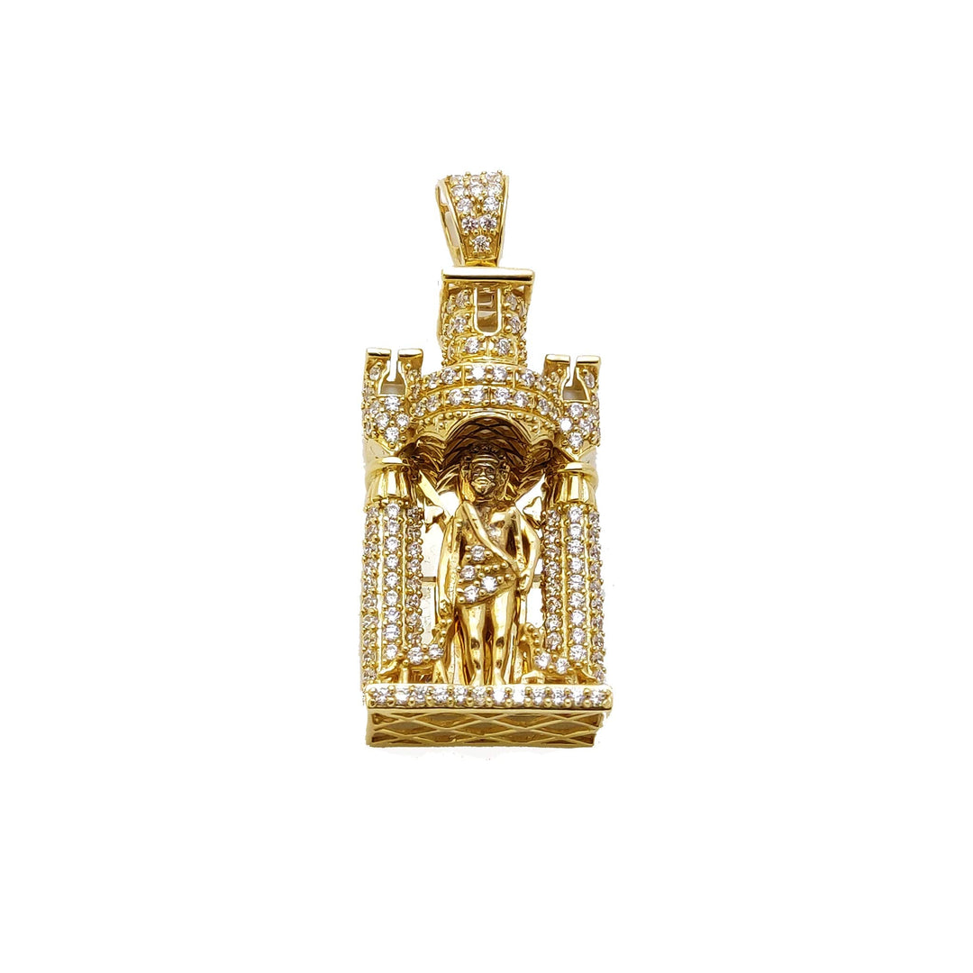 San Lazaro Cuban Link Picture Pendant Saint Lazarus CZ 3D Pendant