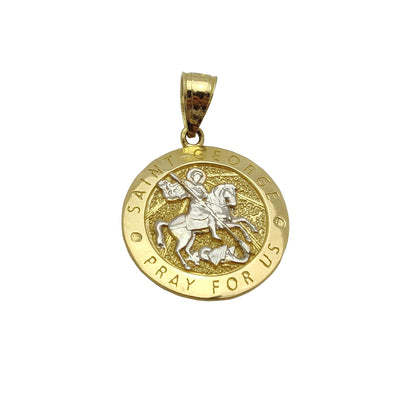 Saint George Round Medallion Pendant (14K) Lucky Diamond New York
