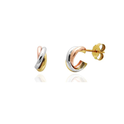 Criss Cross Stud Earrings (14K) 14 Karat Tri-Tone Gold, Lucky Diamond New York