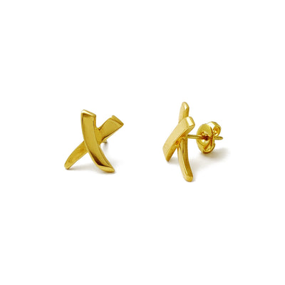 Criss Cross Stud Earrings (18K) Lucky Diamond New York