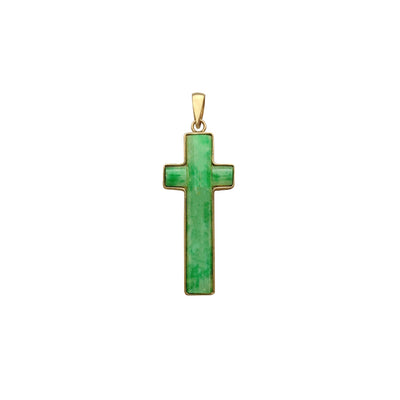Cross Jade Pendant (14K) Lucky Diamond New York