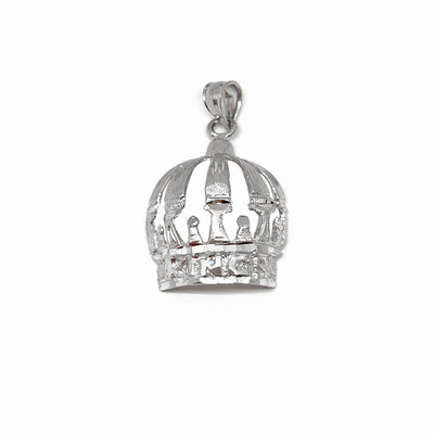 Crown King Pendant (14K) 14 Karat White Gold, Lucky Diamond New York