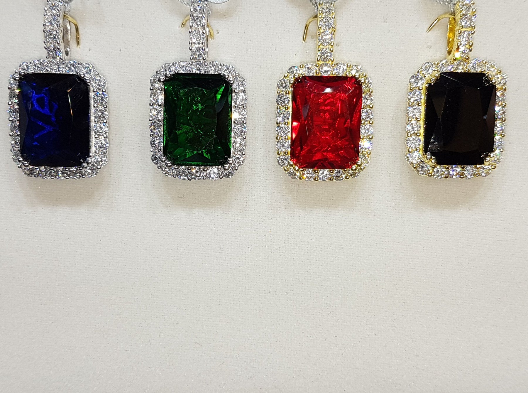 Emerald Cut Gemstone with Cubic Zirconia Pendant (Silver) – Lucky D