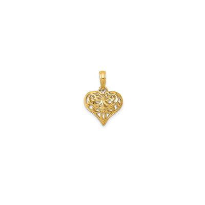 Polished 3-D Filigree Puffed Heart Pendant (14K) Lucky Diamond New York