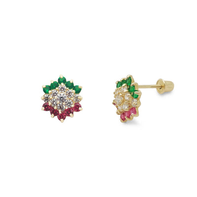 Dahlia Flower Stud Earrings (14K) Lucky Diamond New York