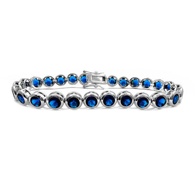 Dark Blue Bezel Tennis Bracelet (Silver) Lucky Diamond New York