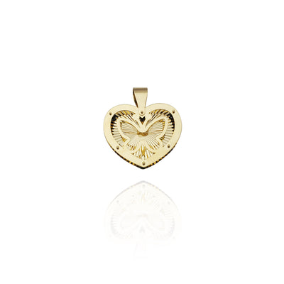 Diamond-Cut Butterfly Heart Shaped Pendant (14K) New York Lucky Diamond