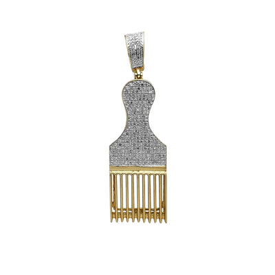 Diamond Afro Pick Comb Pendant (10K) Lucky Diamond New York