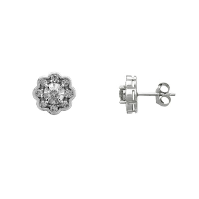 Diamond Blossom Flower Stud Earrings (10K) Lucky Diamond New York