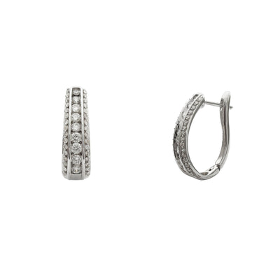 Diamond Channel Setting Oval Hoops Earrings (14K) Lucky Diamond New York
