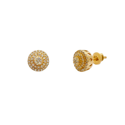Diamond Cluster Cake Yellow Gold Stud Earring (14K) Lucky Diamond New York