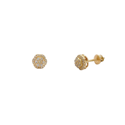 Diamond Cluster Honeycomb Stud Earrings (14K) Lucky Diamond New York