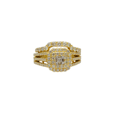 Diamond Cluster Milgrained Two-Piece-Set Ring (14K) Lucky Diamond New York