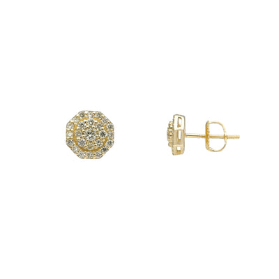 Diamond Cluster Octagonal Stud Earrings (14K) Lucky Diamond New York