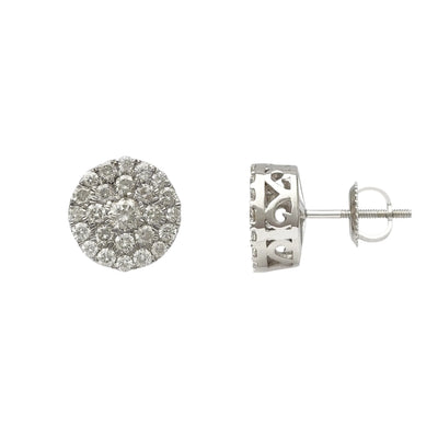 Diamond Cluster Round Stud Earrings (14K) Lucky Diamond New York