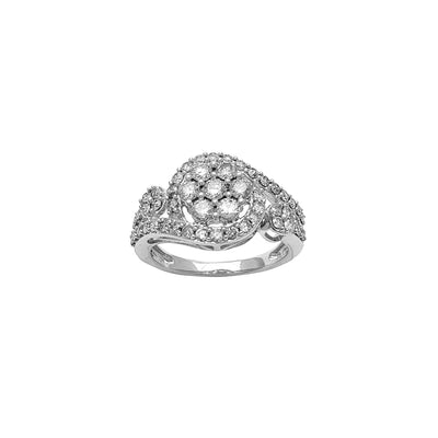 Diamond Cluster White Gold Lady Ring (10K) Lucky Diamond New York