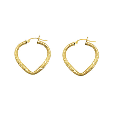 Diamond Cuts Heart Hoop Earrings (14K) Lucky Diamond New York