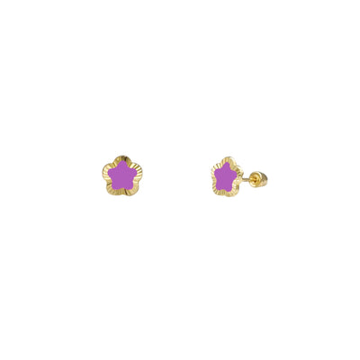 Diamond Cuts Purple Star Stud Earrings (14K) Lucky Diamond New York