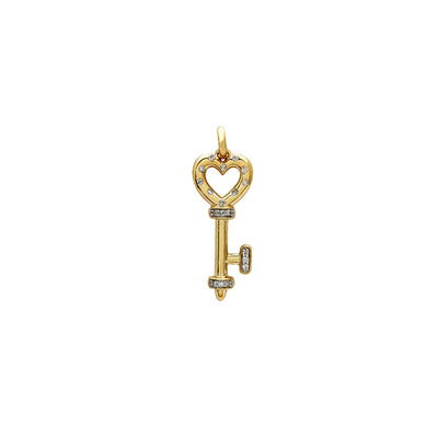 Yellow Gold Diamond Heart Key Pendant (14K) Lucky Diamond New York