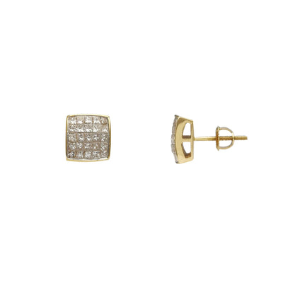 Diamond Invisible-Set Square Stud Earrings (14K) Lucky Diamond New York