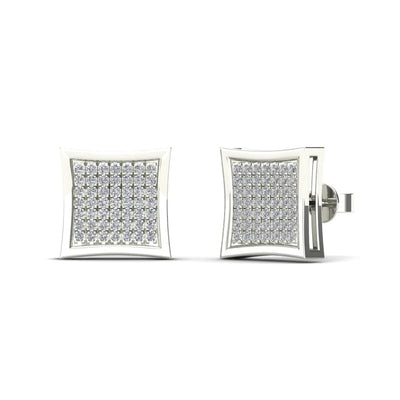 Diamond Micro-Pave Concave Square Stud Earrings (14K) Lucky Diamond New York