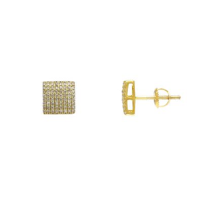Diamond Micro Pave Square Stud Earrings (14K) Lucky Diamond New York