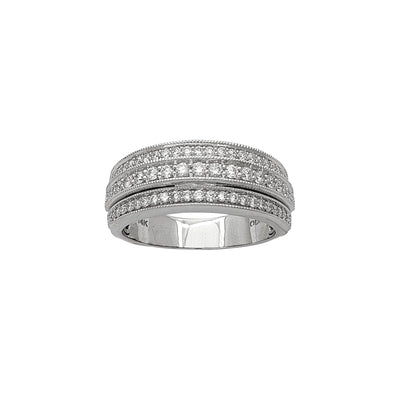Diamond Milgrain Textured Border Wedding Band Ring (14K) Lucky Diamond New York