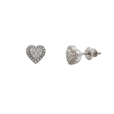 Diamond Pave Heart Stud Earrings (14K) Lucky Diamond New York
