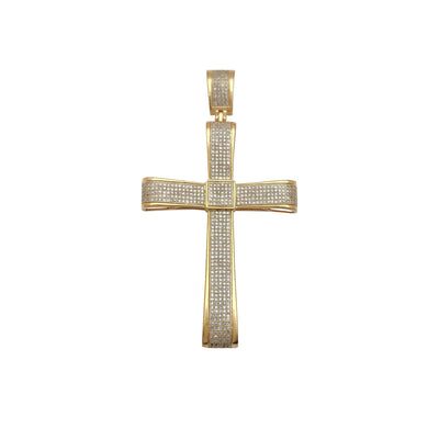 Diamond Pave Ribbon Cross Pendant (14K) Lucky Diamond New York