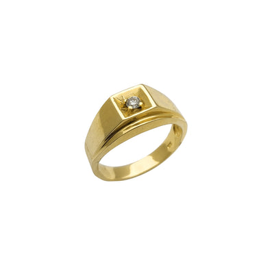 Diamond Polished Men's Signet Ring (14K) Lucky Diamond New York