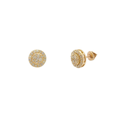 Diamond Round Cluster Yellow Gold Stud Earrings (14K) Lucky Diamond New York