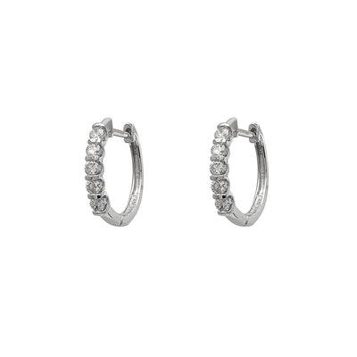 Diamond White Gold Huggie Earrings (14K) Lucky Diamond New York