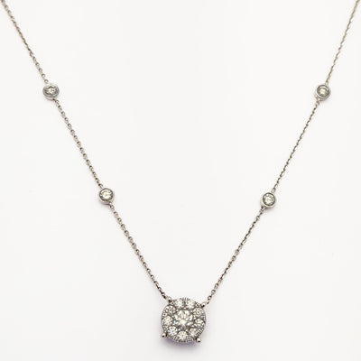 Diamond Bezel & Cluster Necklace (14K) Lucky Diamond New York
