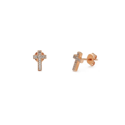 Diamond Cross Stud Earrings Rose Gold (14K) Lucky Diamond New York