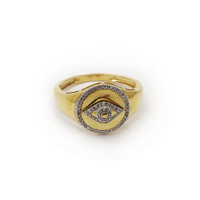 Diamond Halo Evil Eye Ring (10K) Lucky Diamond New York
