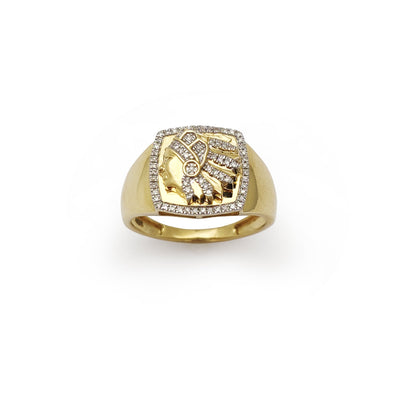 Diamond Halo Indian Chief Head Ring (10K) Lucky Diamond New York
