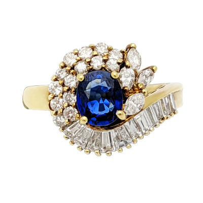 Diamond Helix Sapphire Cocktail Ring (18K) Lucky Diamond New York