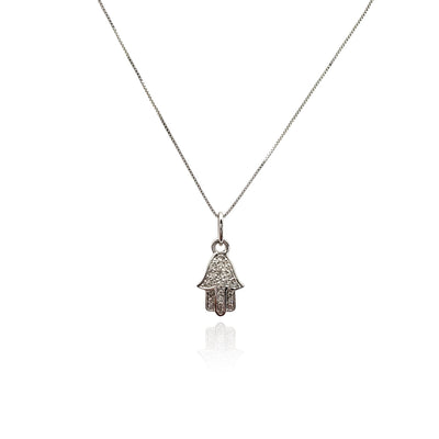 Diamond Iced-Out Hamsa Pendant Necklace (14K) New York Lucky Diamond