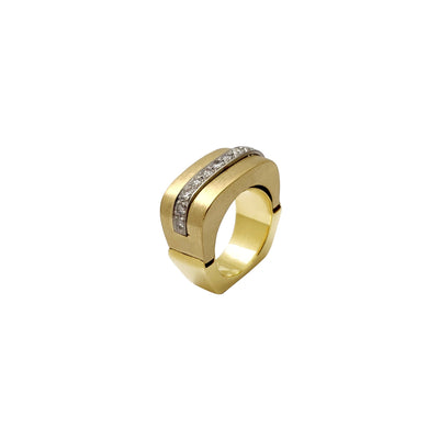 Diamond Matte-Polished Ring (14K) Lucky Diamond New York
