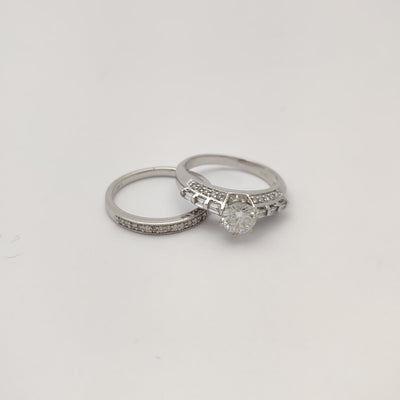 Diamond Pave Two-Piece set Engagement Ring (14K) Lucky Diamond New York