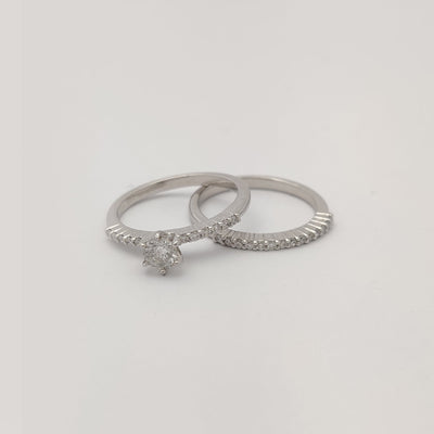 Diamond Pave Two-Tone Engagemente Ring (14K) Lucky Diamond New York