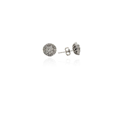 Diamond Round Flower Design Earrings (10K) New York Lucky Diamond