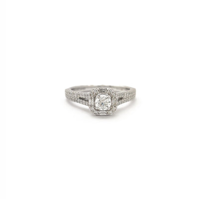 Diamond Split Shank Asscher Shaped Engagement Ring (14K) Lucky Diamond New York