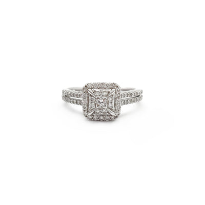 Diamond Split Shank Radiant Shaped Engagement Ring (14K) Lucky Diamond New York