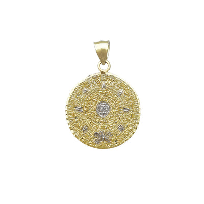 Diamond cut Two Tone Aztec Medallion Pendant (14K) Lucky Diamond New York