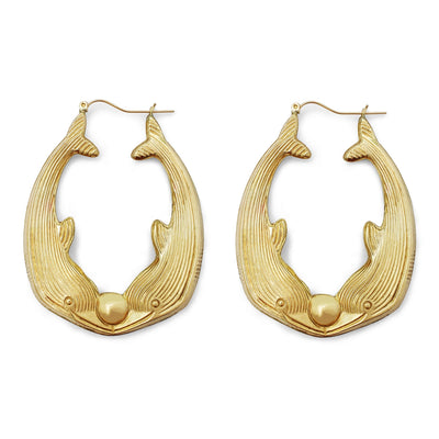 Dolphin Hoop Earrings (10K) Lucky Diamond New York